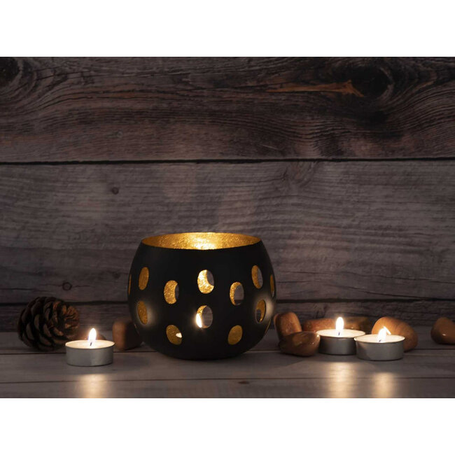 Dream-Living Handgemaakte Kandelaars – Mat Zwart & Goud B ø 8 x H 18 cm