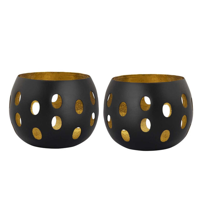 Dream-Living Handgemaakte Kandelaars – Mat Zwart & Goud B ø 8 x H 18 cm