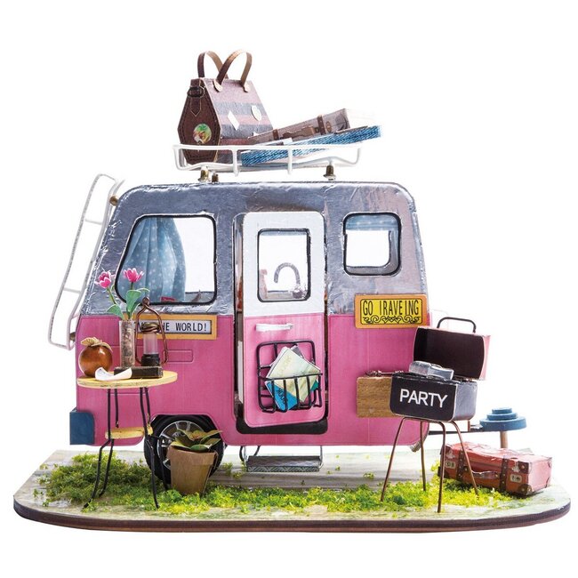 DIY Creations DIY Huisje Happy Camper, Robotime, DGM04, 20x13,5x15cm.