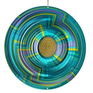Dream-Garden Windspinner, Spin Art, RVS, Mandala, 12MSW300, Blauw, Ø30cm