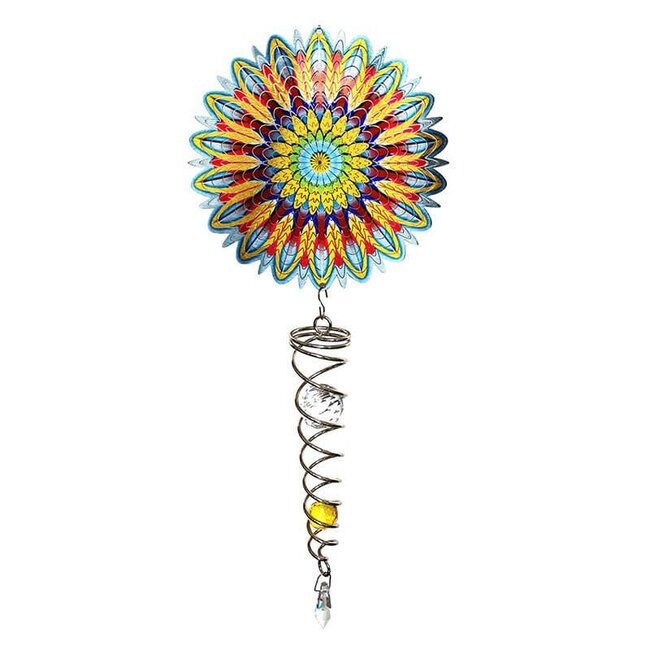Dream-Garden Windspinner, Spin Art, Mandala Flower Artist Crystal Tail, ACTMFL0800, totale lengte 60cm