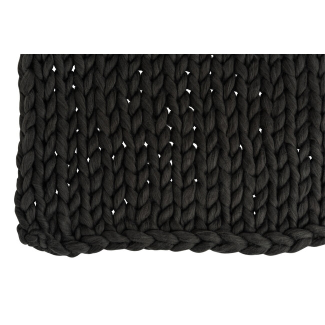 J-Line Gebreide plaid donker grijs 154 x 140 cm