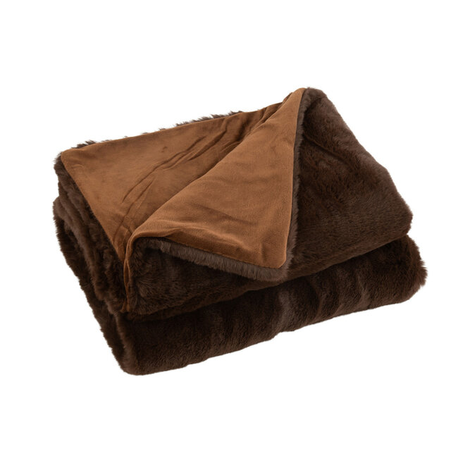 J-Line Plaid cutie donker bruin 180 x 130 cm