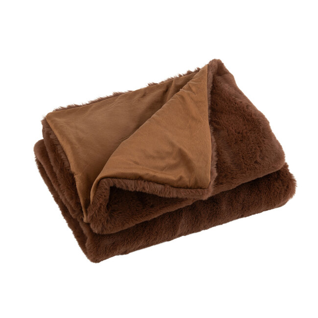 J-Line Plaid cutie chocolade bruin 180 x 130 cm