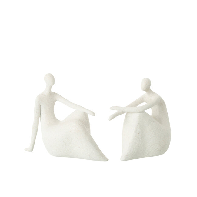 J-Line Set van 2 dames zittend modern hars mat wit