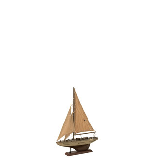 J-Line Zeilboot Paulownia Hout Bruin Klein