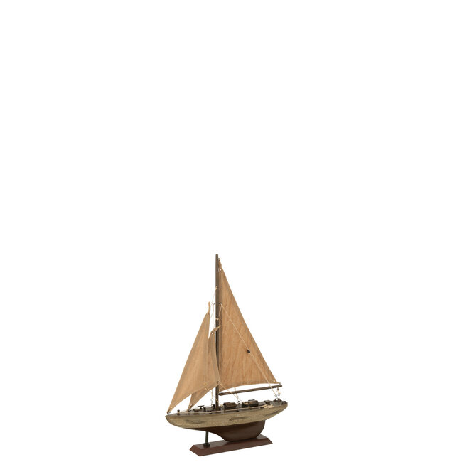 J-Line Zeilboot Paulownia Hout Bruin Klein