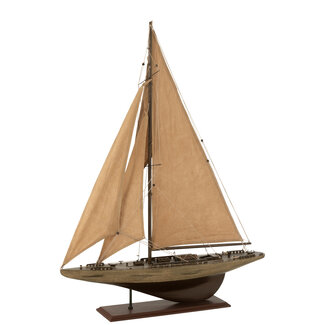 J-Line Zeilboot Paulownia Hout Bruin Groot