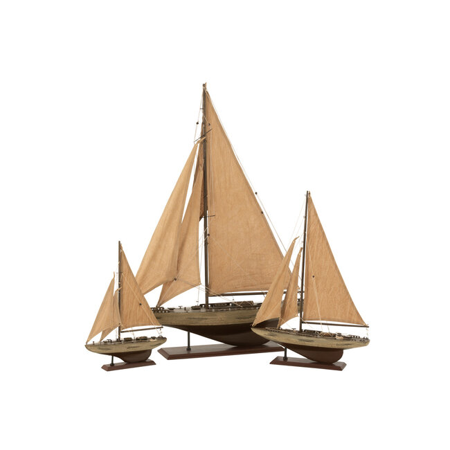 J-Line Zeilboot Paulownia Hout Bruin Groot