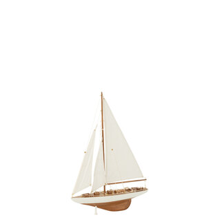 J-Line Zeilboot Paulownia Hout Wit/Natuurlijk Medium