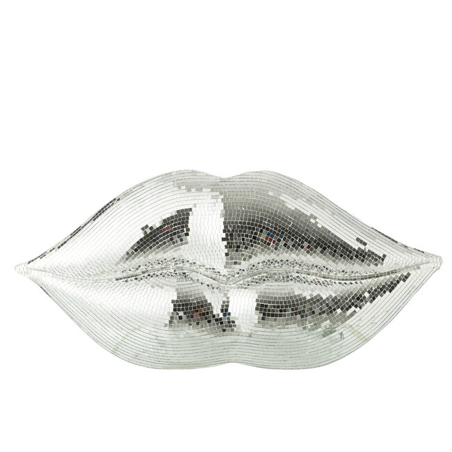J-Line Well Deco Lips Spiegel Hars Zilver