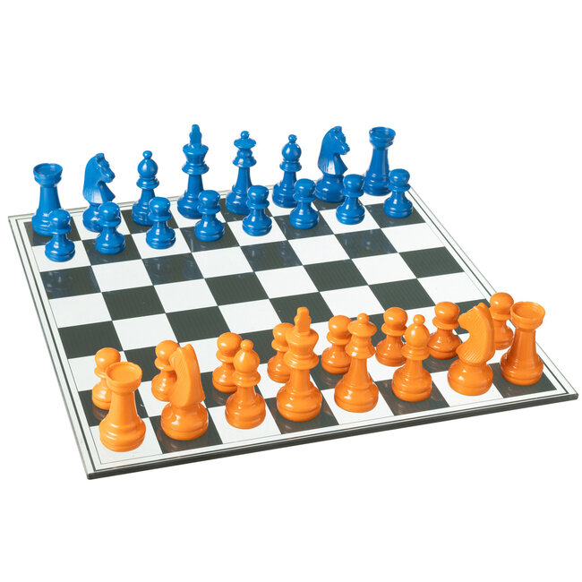 J-Line Schaakspel Dieren Hars Blauw/Oranje