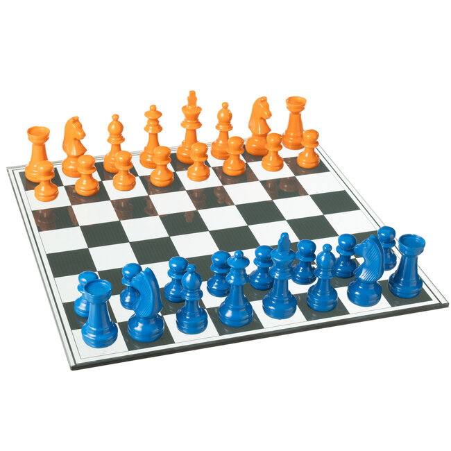 J-Line Schaakspel Dieren Hars Blauw/Oranje
