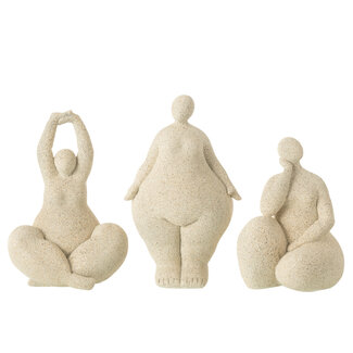 J-Line Women Modern Resin Beige Large – Decoratieve Vrouwenbeelden Set van 3 – Prijs per stuk