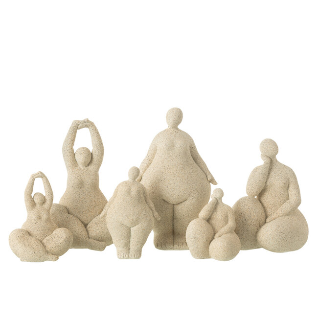 J-Line Women Modern Resin Beige Large – Decoratieve Vrouwenbeelden Set van 3 – Prijs per stuk