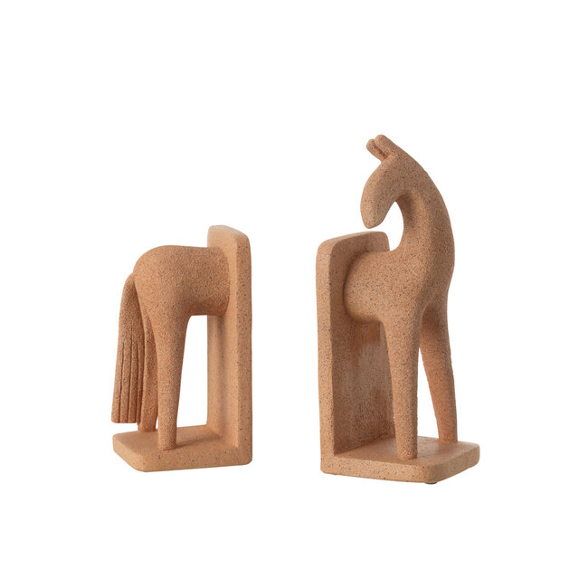 J-Line Set Of 2 Bookend Horse Modern Resin Terra