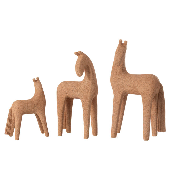 J-Line Set Of 3 Horse Modern Resin Terra