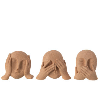 J-Line Face See/Hear/Speak Resin Terra Assortment Of 3
