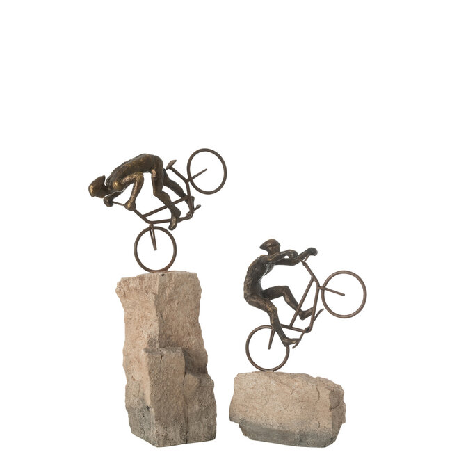 J-Line Set Of 2 Cyclist On Rock Resin Beige/Black