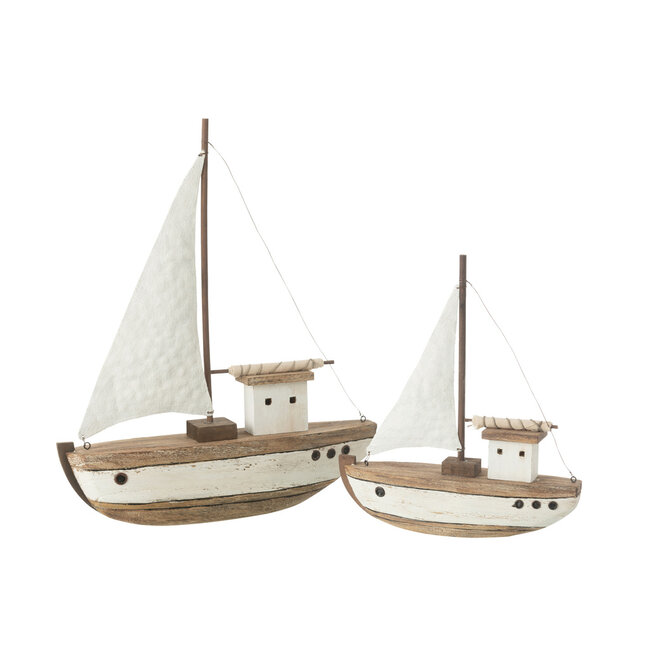 J-Line Boat 1 Sail Paulownia Wood Natural/White Large