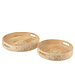 J-Line Set Of 2 Tray 2 Handle Beads Mango Wood Natural/White