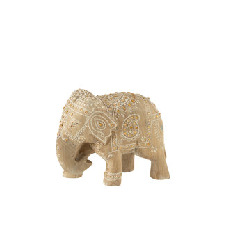 J-Line Elephant Beads Mango Wood Natural/White Large