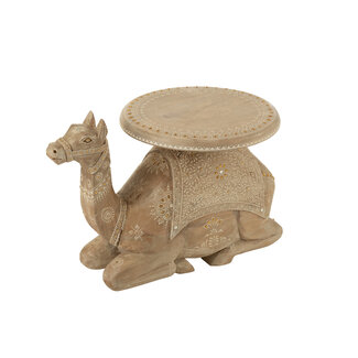 J-Line Bijzettafel Camel Mangohout Naturel/Wit