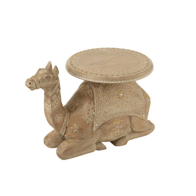 J-Line Bijzettafel Camel Mangohout Naturel/Wit