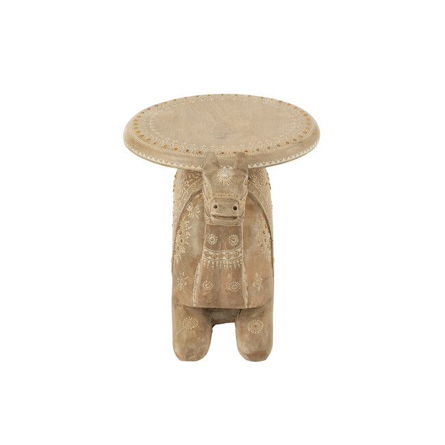 J-Line Bijzettafel Camel Mangohout Naturel/Wit