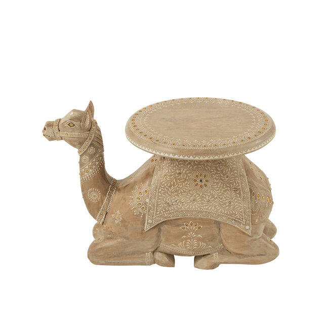 J-Line Bijzettafel Camel Mangohout Naturel/Wit
