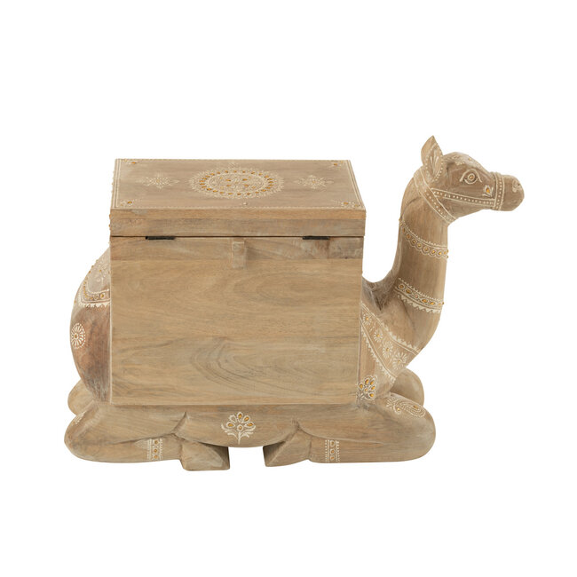 J-Line Kofferbak Kameel Mangohout Natuurlijk/Wit