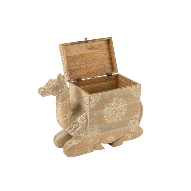 J-Line Kofferbak Kameel Mangohout Natuurlijk/Wit