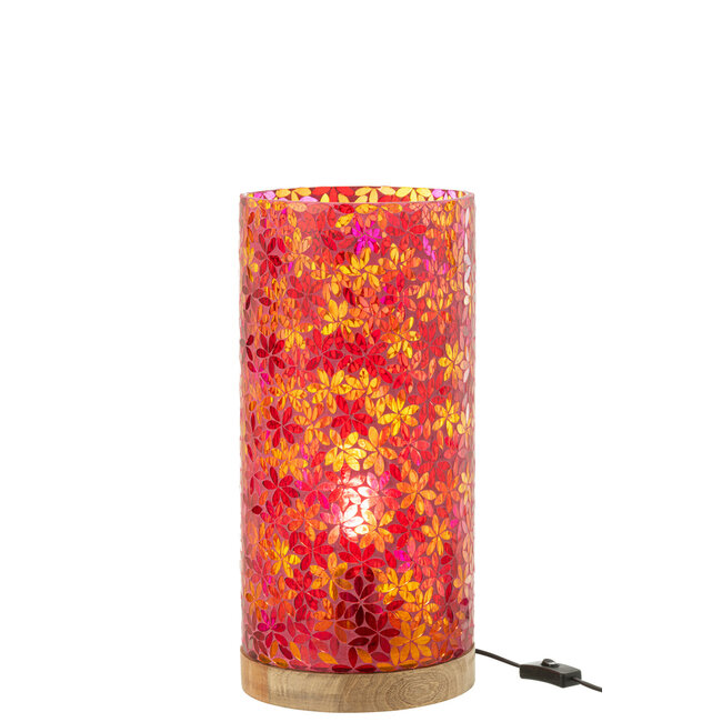 J-Line Lamp Tafel Bloem Mozaïek Glas Roze Groot