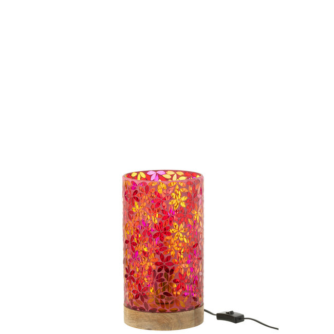 J-Line Lamp Tafel Bloem Mozaïek Glas Roze Klein