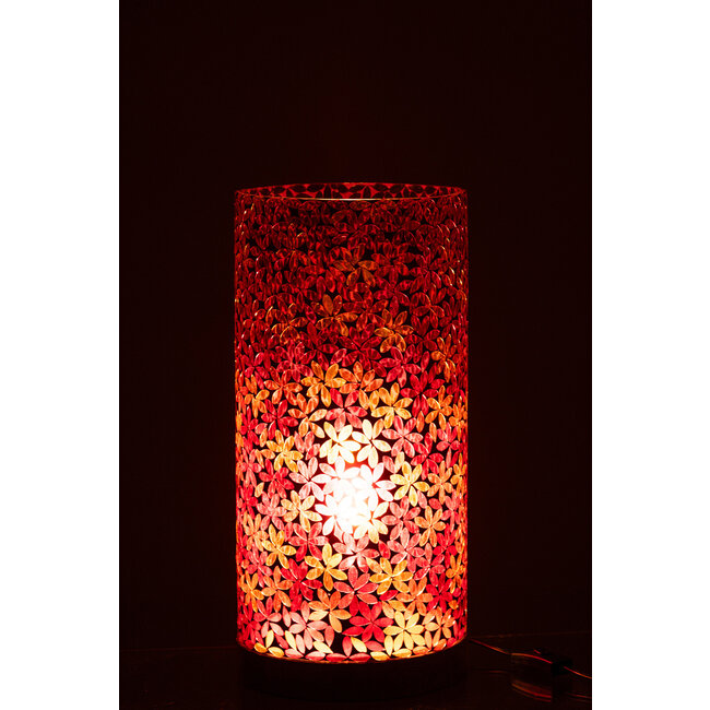 J-Line Lamp Tafel Bloem Mozaïek Glas Roze Groot