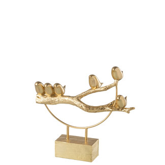 J-Line Vogel op tak basis hars/metaal goud