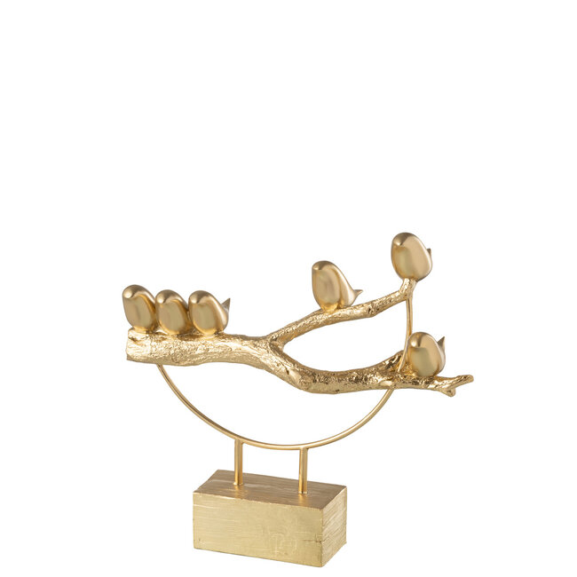 J-Line Vogel op tak basis hars/metaal goud