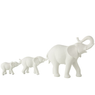 J-Line Olifant Rij 3 Polyresin Wit