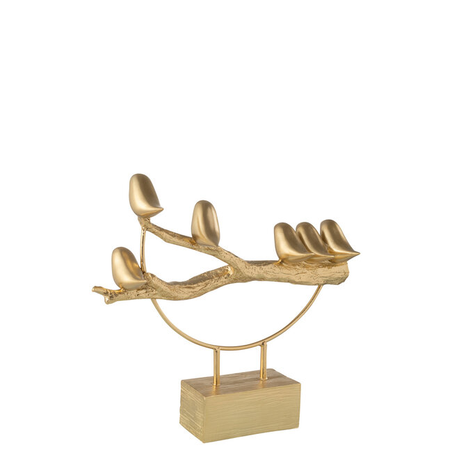 J-Line Vogel op tak basis hars/metaal goud