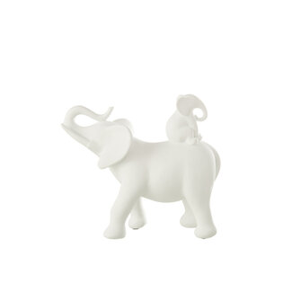 J-Line Olifant draagt baby polyresin wit