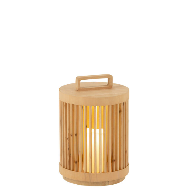 J-Line Lamp Cilinder Dennenhout/Led Natuurlijk Groot