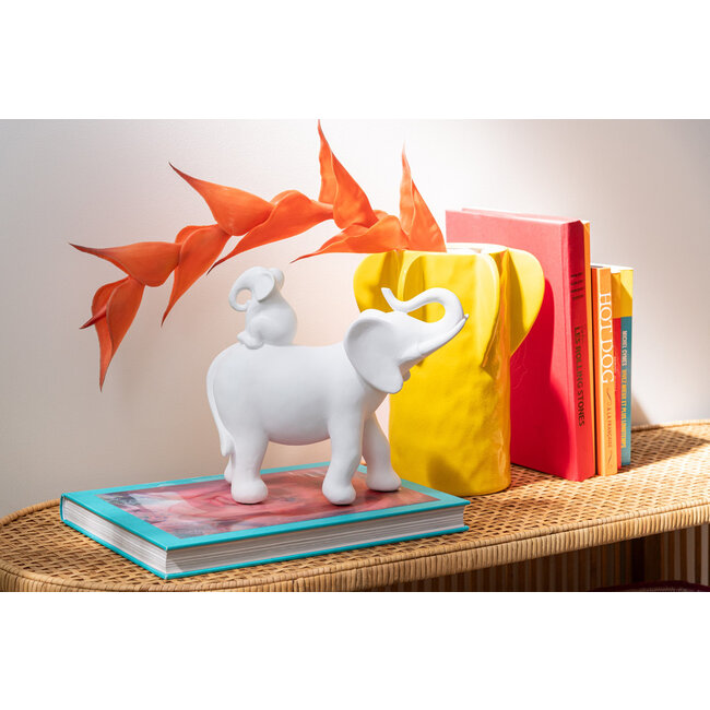 J-Line Olifant draagt baby polyresin wit