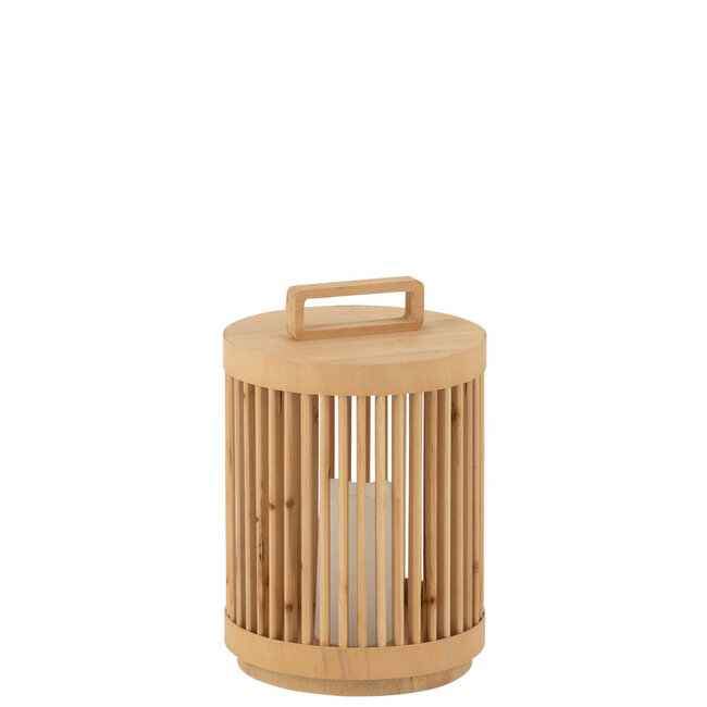 J-Line Lamp Cilinder Dennenhout/Led Natuurlijk Groot