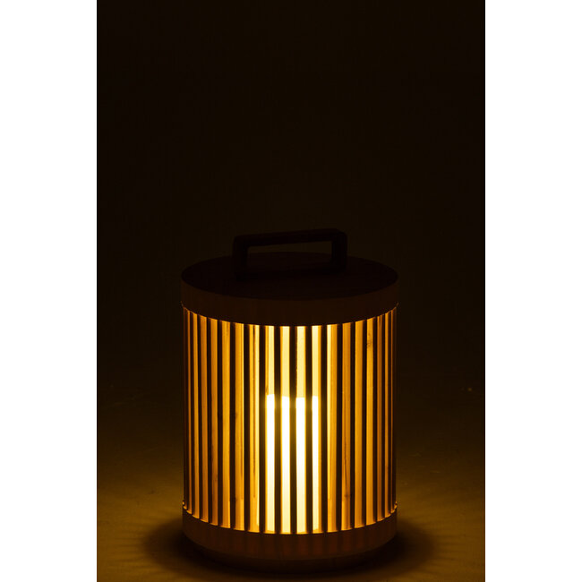 J-Line Lamp Cilinder Dennenhout/Led Natuurlijk Groot