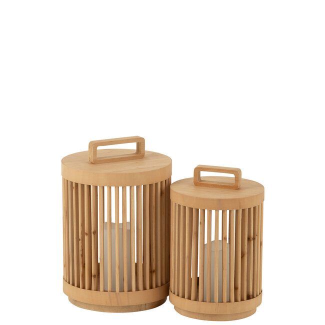 J-Line Lamp Cilinder Dennenhout/Led Natuurlijk Groot