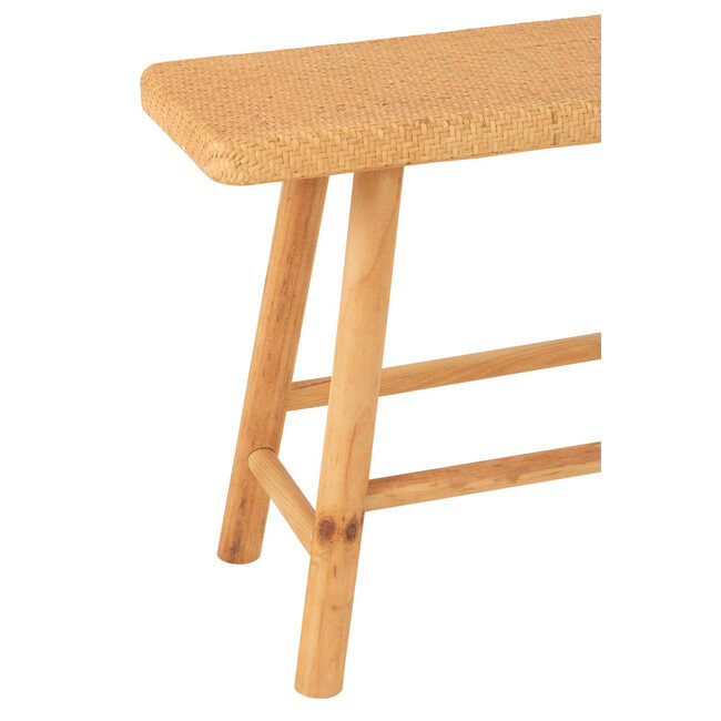 J-Line Bank Rechthoekig Riet/Vurenhout Natuurlijk