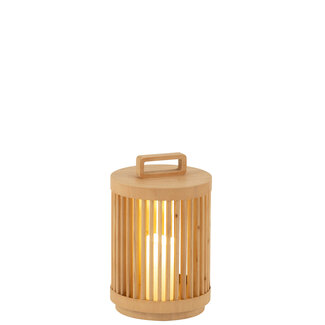 J-Line Lamp Cilinder Dennenhout/Led Natuurlijk Klein