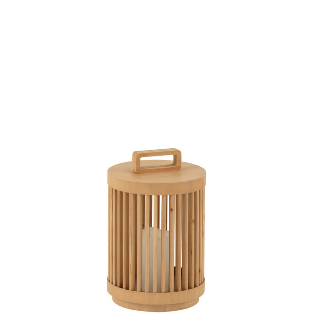 J-Line Lamp Cilinder Dennenhout/Led Natuurlijk Klein