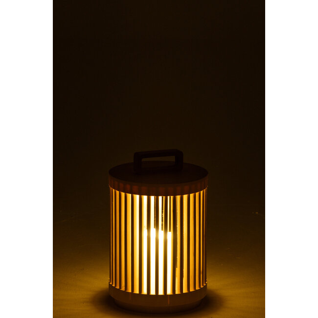 J-Line Lamp Cilinder Dennenhout/Led Natuurlijk Klein