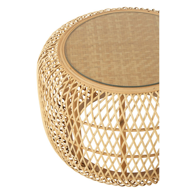 J-Line Set van 2 bijzettafels Afrika Bamboe/Dennenhout Natuurlijk